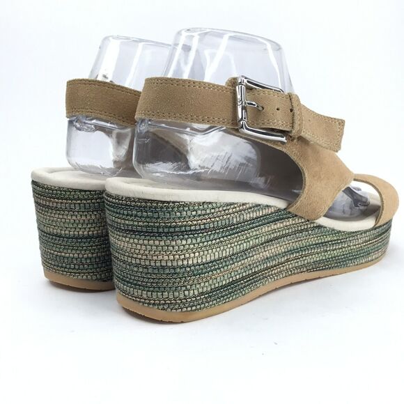Donald J Pliner Sahar Wedge Sandal Womens 9.5 Tan Suede Crisscross Straps Padded - Picture 8 of 13